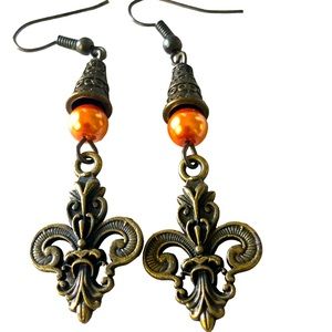 Fleur de Lis earrings orange